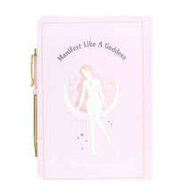 Load image into Gallery viewer, Goddess Energy A5 Manifestation Journal and Rose Quartz Crystal Pen
