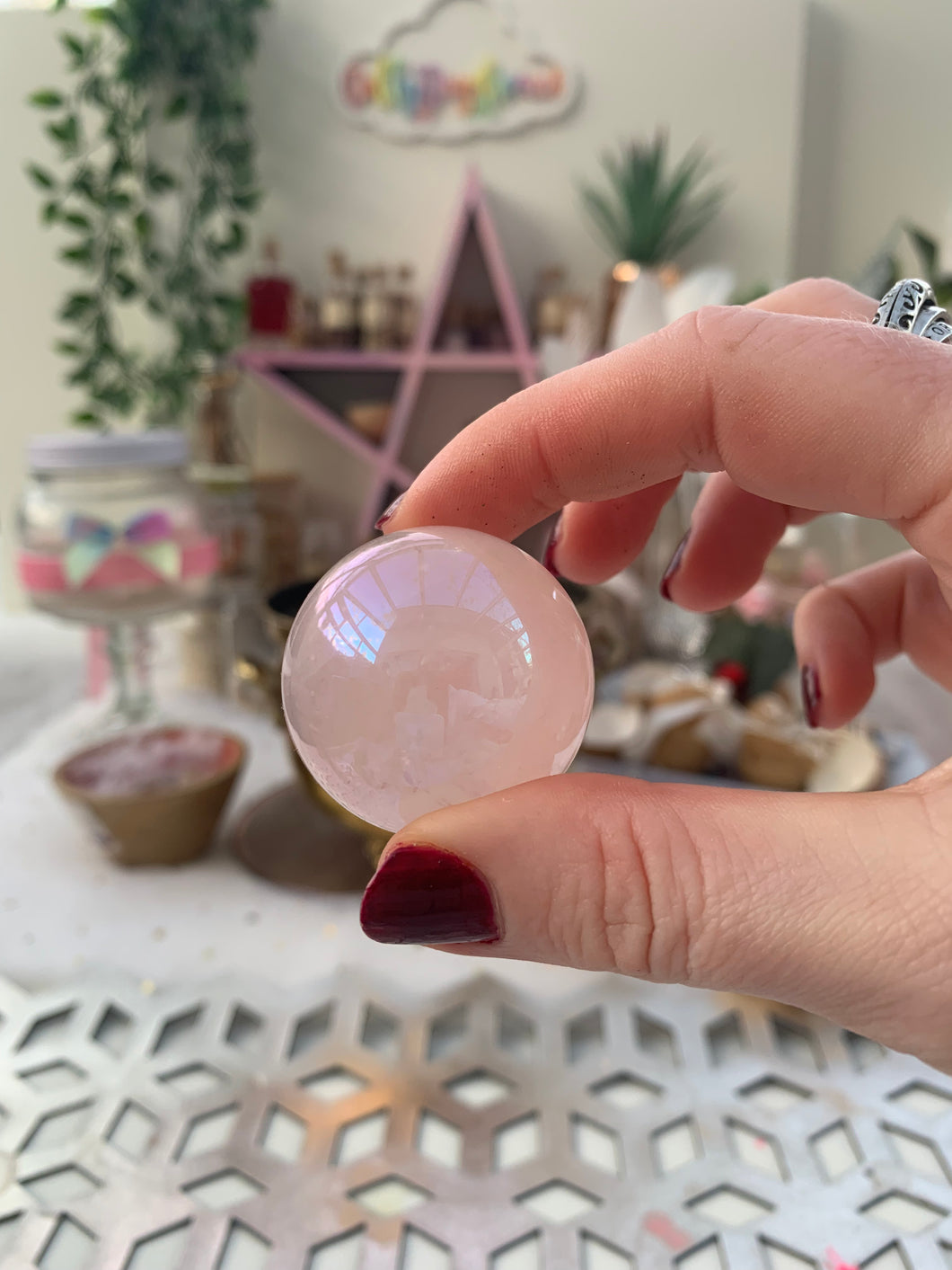 Aura Rose Quartz mini sphere