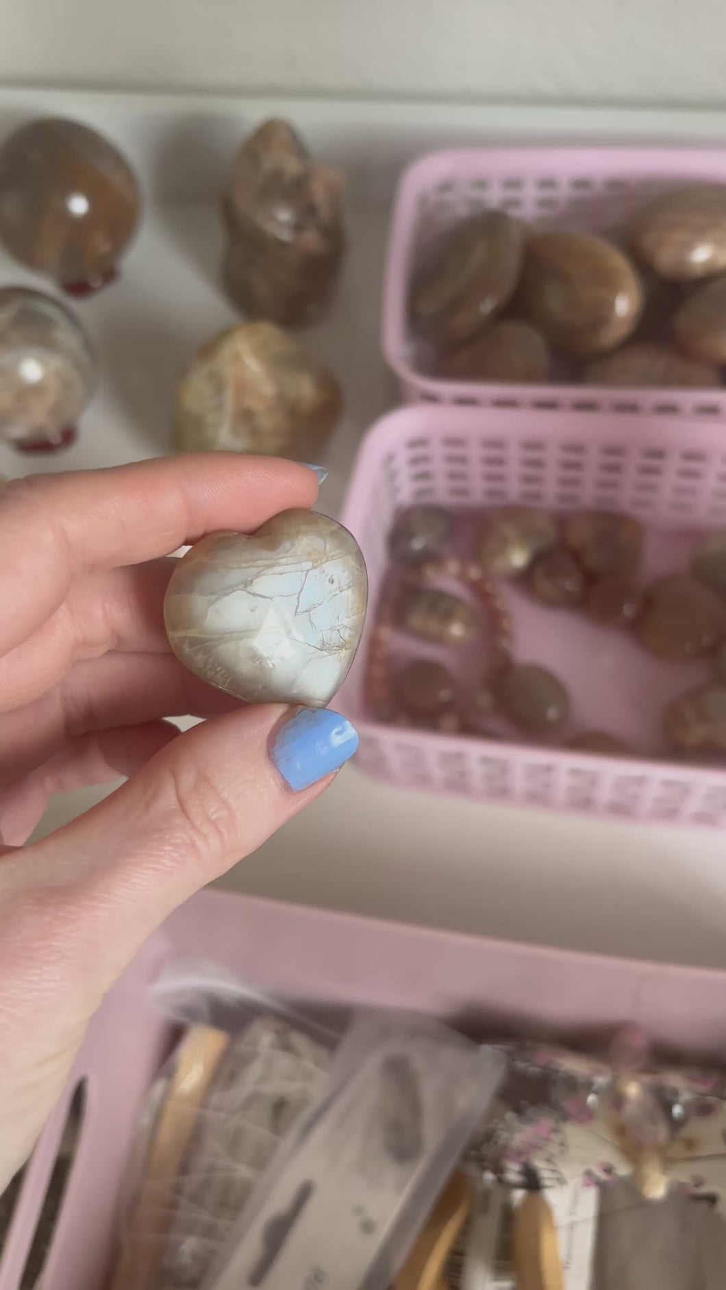 Peach Moonstone Hearts