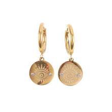 Load image into Gallery viewer, Gold Toned All Seeing Eye Earrings
