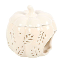 Load image into Gallery viewer, Off White Autumn Leaves Pumpkin Oil Burner
