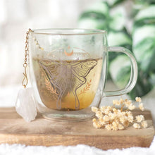 Load image into Gallery viewer, Luna Moth Double Walled Glass Mug with Crystal Tea Infuser
