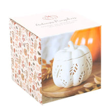 Load image into Gallery viewer, Off White Autumn Leaves Pumpkin Oil Burner
