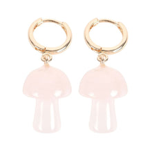 Load image into Gallery viewer, Rose Quartz Crystal Mushroom Earrings
