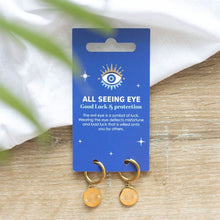 Load image into Gallery viewer, Gold Toned All Seeing Eye Earrings
