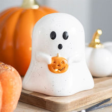 Load image into Gallery viewer, Ghost Shaped Tealight Candle Holder with Pumpkin
