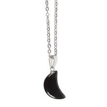 Load image into Gallery viewer, Black Obsidian Crystal Moon Necklace on Greeting Card
