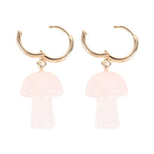 Load image into Gallery viewer, Rose Quartz Crystal Mushroom Earrings
