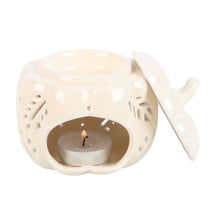 Load image into Gallery viewer, Off White Autumn Leaves Pumpkin Oil Burner
