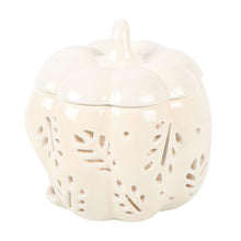 Load image into Gallery viewer, Off White Autumn Leaves Pumpkin Oil Burner
