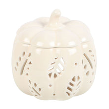 Load image into Gallery viewer, Off White Autumn Leaves Pumpkin Oil Burner
