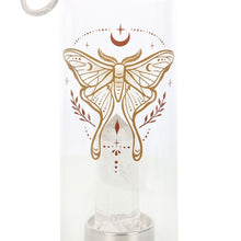 Load image into Gallery viewer, Luna Moth Glass Water Bottle with Clear Quartz Crystal
