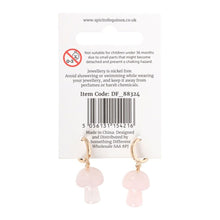 Load image into Gallery viewer, Rose Quartz Crystal Mushroom Earrings
