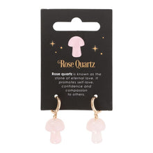 Load image into Gallery viewer, Rose Quartz Crystal Mushroom Earrings
