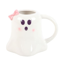 Load image into Gallery viewer, Miss Boo Ghost Shaped Mug with Bow
