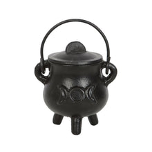 Load image into Gallery viewer, 7.5cm Cast Iron Cauldron with Triple Moon
