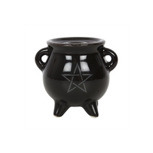 Load image into Gallery viewer, Pentagram Cauldron Ceramic Incense Holder
