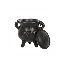 Load image into Gallery viewer, 7.5cm Cast Iron Cauldron with Triple Moon
