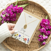 Load image into Gallery viewer, April Daisy Birth Flower Necklace Card
