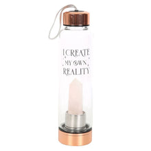 Load image into Gallery viewer, Rose Quartz Create My Own Reality Glass Water Bottle
