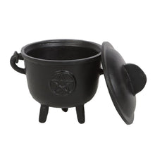 Load image into Gallery viewer, 11cm Cast Iron Cauldron with Pentagram
