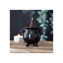 Load image into Gallery viewer, Pentagram Cauldron Ceramic Incense Holder
