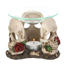 Load image into Gallery viewer, Resin and Glass Skull Rose Oil Burner
