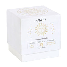 Load image into Gallery viewer, Virgo Sandalwood &amp; Patchouli Gemstone Zodiac Candle
