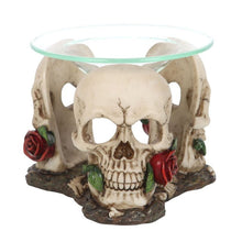 Load image into Gallery viewer, Resin and Glass Skull Rose Oil Burner
