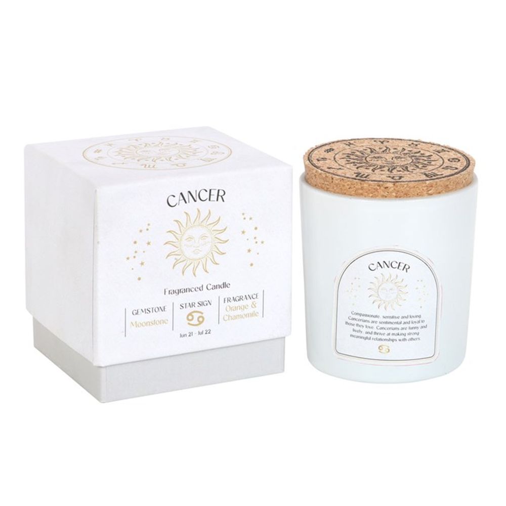 Cancer sign Orange & Chamomile Gemstone Zodiac Candle