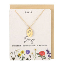 Load image into Gallery viewer, April Daisy Birth Flower Necklace Card
