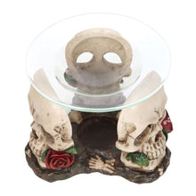 Load image into Gallery viewer, Resin and Glass Skull Rose Oil Burner
