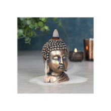 Load image into Gallery viewer, Bronze Buddha Head Backflow Incense Burner
