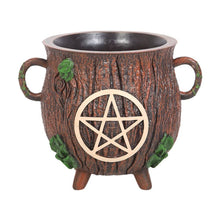 Load image into Gallery viewer, Pentagram Bark Effect Resin Cauldron Plant Pot
