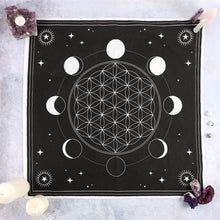 Load image into Gallery viewer, Moon Phase Crystal Grid Altar Cloth
